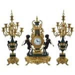 Ficha técnica e caractérísticas do produto Conj Relógio Garniture Alta Decoração Bronze Riqueza de Detalhes