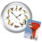 Ficha técnica e caractérísticas do produto Conjunto Relógio de Parede com Sons de Pássaros com Borda na Cor Prata (adendo Sonoro) e Livro os do