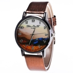 Ficha técnica e caractérísticas do produto Couro com casca preta relógio de quartzo homens e mulheres relógios Quartz Relógio F439