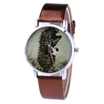 Ficha técnica e caractérísticas do produto Couro com o escudo de prata relógio de quartzo homens e mulheres relógios Quartz WatchT404