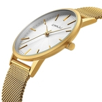 Ficha técnica e caractérísticas do produto CRRJU Relógios de homem ultrafinos Relógios de ouro com pulseira de malha de aço inoxidável Casuais Relógios de ouro para homens
