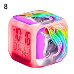 Ficha técnica e caractérísticas do produto Cute Cartoon coloridos Unicorn Despertadores Luz de LED Relógio Despertador Cartoon