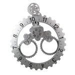 Ficha técnica e caractérísticas do produto 3D DIY Modern Grande Arte Da Parede Relógio De Engrenagem Rotativa Calendário Mecânico Prata