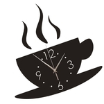 Ficha técnica e caractérísticas do produto 3d Espelho Relógio De Parede Café Padrão Diy Grande Adesivo Sem Moldura Relógio