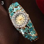 Ficha técnica e caractérísticas do produto Das mulheres da borboleta Flower Dress Assista Rodada Dial Rhinestone Bracelet Relógio de pulso