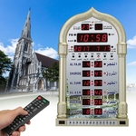 Ficha técnica e caractérísticas do produto DC 12 V Relógio de Parede de Controle Remoto Azan Islâmico Calendário Alarme Oração Muçulmana Ramadan Presente Home Decor 238mm * 388mm