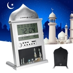 Ficha técnica e caractérísticas do produto Despertador islâmico muçulmano branco AZAN Relógio LCD Display Termômetro Despertador Relógio de parede Calendário de alarme Oração muçulmana Ramadan Gift Home Decor com caneta