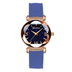 Ficha técnica e caractérísticas do produto Dial Estrela Roman Six Convex Elegante minimalista de couro de luxo Strap Watch
