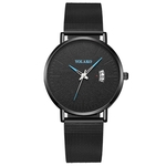 Ficha técnica e caractérísticas do produto Dial Men Watch Quartz Movimento Matte Analog Data display liga malha Banda Moda Masculino Relógio de pulso