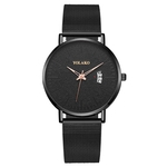 Ficha técnica e caractérísticas do produto LAR Dial Men Watch Quartz Movimento Matte Analog Data display liga malha Banda Moda Masculino Relógio de pulso