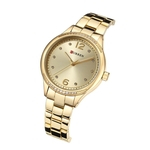 Ficha técnica e caractérísticas do produto Dial mulheres relógio de quartzo Rhinestone Stainless Steel Band Moda Luxo Lady relógio de pulso