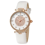Ficha técnica e caractérísticas do produto Diamond Ring Glitter Wordface Correia de couro relógio de quartzo simples Women Watch