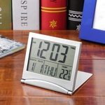 Ficha técnica e caractérísticas do produto Desdobrável LCD Despertador Digital Calendário Eletrônico Termômetro Mini Relógio de Mesa