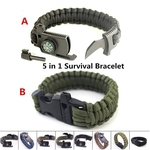 Dois Estilo Survival Paracord Pulseira Pulseira Kit Flint & Amp; Whistle & Amp; Compass Rope Pulseira Mens Camping Caminhadas Engrenagem De Emergência