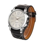 Ficha técnica e caractérísticas do produto Dos homens clássico Fashion Business numerais romanos Big Dial Leather Strap relógio de quartzo Gostar