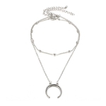 Ficha técnica e caractérísticas do produto Double Layer Choker Lua Forma pingentes com Colar Chifre Beads Ox para as mulheres presente