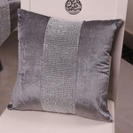 Ficha técnica e caractérísticas do produto Elegante Pillow gracioso Velvet Jogue com corrente diamante macio Sofá Almofada Decoração