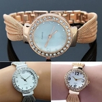 Ficha técnica e caractérísticas do produto Embutidos strass malha banda bracelete quartzo analógico relógio de pulso Pulseira da Mulher