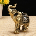 Ficha técnica e caractérísticas do produto Estátua de Elefante de ouro Estatueta Ornamento Sorte Riqueza Feng Shui Elegante Elefante Tronco Estátua Estatueta Presente Decoração de Casa