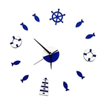 Ficha técnica e caractérísticas do produto Estilo Mediterrâneo Relógio De Parede Leme Torre Pequeno Peixe Diy Relógio Mudo