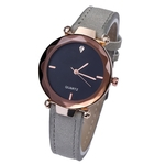 Mulheres Faux Leather Strap Round Dial Número árabe Relógio De Pulso De Quartzo Analógico