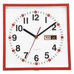 Ficha técnica e caractérísticas do produto F Relógio Parede Plastico Quadrado com Calendário Vermelho 24 - Metrópole