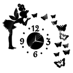 Ficha técnica e caractérísticas do produto Fairy Girl Agulha DIY autocolante Quartz Relógios de parede para Sala