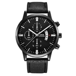 Ficha técnica e caractérísticas do produto Fashion Sport Men's Stainless Steel Case Leather Band Quartz Analog Wrist Watch