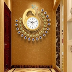 Ficha técnica e caractérísticas do produto  Ferro Diamante Golden Peacock Relógio de parede Modern Simplicidade Estilo Arte Decoração Mute Quartz Clocks