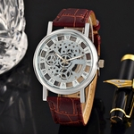Ficha técnica e caractérísticas do produto FLY Homens moda escavar imitação relógio mecânico de quartzo com pulseira de couro