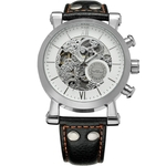 Ficha técnica e caractérísticas do produto FLY Vencedor do homem Auto Mecânica Assista Waterproof Skeleton Dial PU Leather Strap relógio de pulso