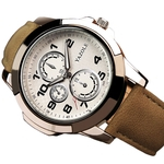 Ficha técnica e caractérísticas do produto Gostar Mens Fashion Sport Watch Waterproof Round Dial Clock Relógios de quartzo com pulseira de couro