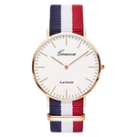 Ficha técnica e caractérísticas do produto Gostar Simples Casual Stripe Cloth Watchband Quartz Assista