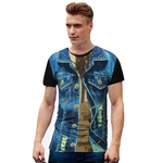 Ficha técnica e caractérísticas do produto Gostar Unisex 3D Digital falsificados Impressão artística de 2 peças de ganga camisetas