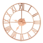 Ficha técnica e caractérísticas do produto Grande 40 cm Clássico Ouro Rosa Relógio de Parede Numerais Romanos Grandes Numerais Roman Gigante Face Aberta Metal
