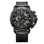 Ficha técnica e caractérísticas do produto Assista INTERVALO 5689 homens da forma Relógio de pulso cinta de couro Casual Chronograph Luminous Calendário Sport Watch