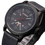 Ficha técnica e caractérísticas do produto Homens de negócios de relógio de quartzo Week Data de exibição de couro impermeáveis ¿¿Strap Male Wristwatch