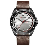 Ficha técnica e caractérísticas do produto Homens de relógio de quartzo Semana Waterproof Data de exibição Leather Strap relógio de pulso de Negócios