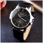 Ficha técnica e caractérísticas do produto HAO Homens grande mostrador de Negócios Moda Belt Quartz Black Watch Dial Assista Wristwatch