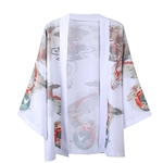 Ficha técnica e caractérísticas do produto Homens Kimono Tradicional solto Manto chinês do dragão Impressão Sete trimestre Roupa Sleeve Cardigan protectores solares