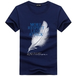 Ficha técnica e caractérísticas do produto Homens Letter Feather Simples Impressão T-shirt de manga curta shirts