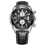 Ficha técnica e caractérísticas do produto Homens Pulseira De Couro Genuíno Impermeável Casual Analogue Display Quartz Wrist Watch