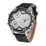 Ficha técnica e caractérísticas do produto Homens pulseira de couro relógio de quartzo Casual Rodada Dial Calendário relógio de pulso-3548A
