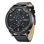 Ficha técnica e caractérísticas do produto Homens pulseira de couro relógio de quartzo Casual Rodada Dial Calendário relógio de pulso-3548M