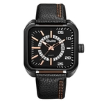 Ficha técnica e caractérísticas do produto Homens pulseira de couro relógio de quartzo Casual Rodada Dial calendário Watch-3876 pulso