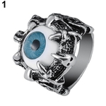 Ficha técnica e caractérísticas do produto Homens Punk Retro Dragon Eye Garra Evil Eye Skull Biker Ring Titanium Steel Jewelry