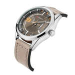 Ficha técnica e caractérísticas do produto Homens Quartz Assista Data Dial Display oco impermeável couro Strap Male Wristwatch Negócios