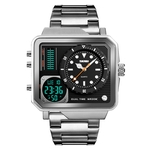 Ficha técnica e caractérísticas do produto Homens Relógios Esportivos Relógio Impermeável Quadrado Duplo Display Moda Relógios de Pulso Digitais Men's Wristwatch