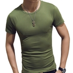 Ficha técnica e caractérísticas do produto Homens Verão de Slim Sólidos Curto Cor Sleeve T-shirt