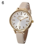 Ficha técnica e caractérísticas do produto Hot Mulheres Flor Dial Rhinestone Relógio De Pulso Slim Faux Leather Band Watch